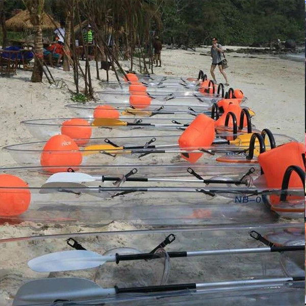 le double se reposent sur le canoë clair supérieur/kayak transparent en plastique, bateau clair avec la conception convenable, petites embarcations plastiques
