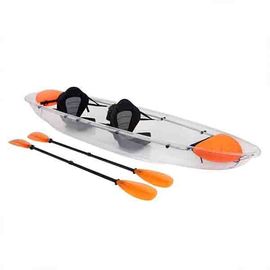 Double kayak transparent de pédale, cadre d'alliage d'aluminium pêchant le canoë inférieur en verre